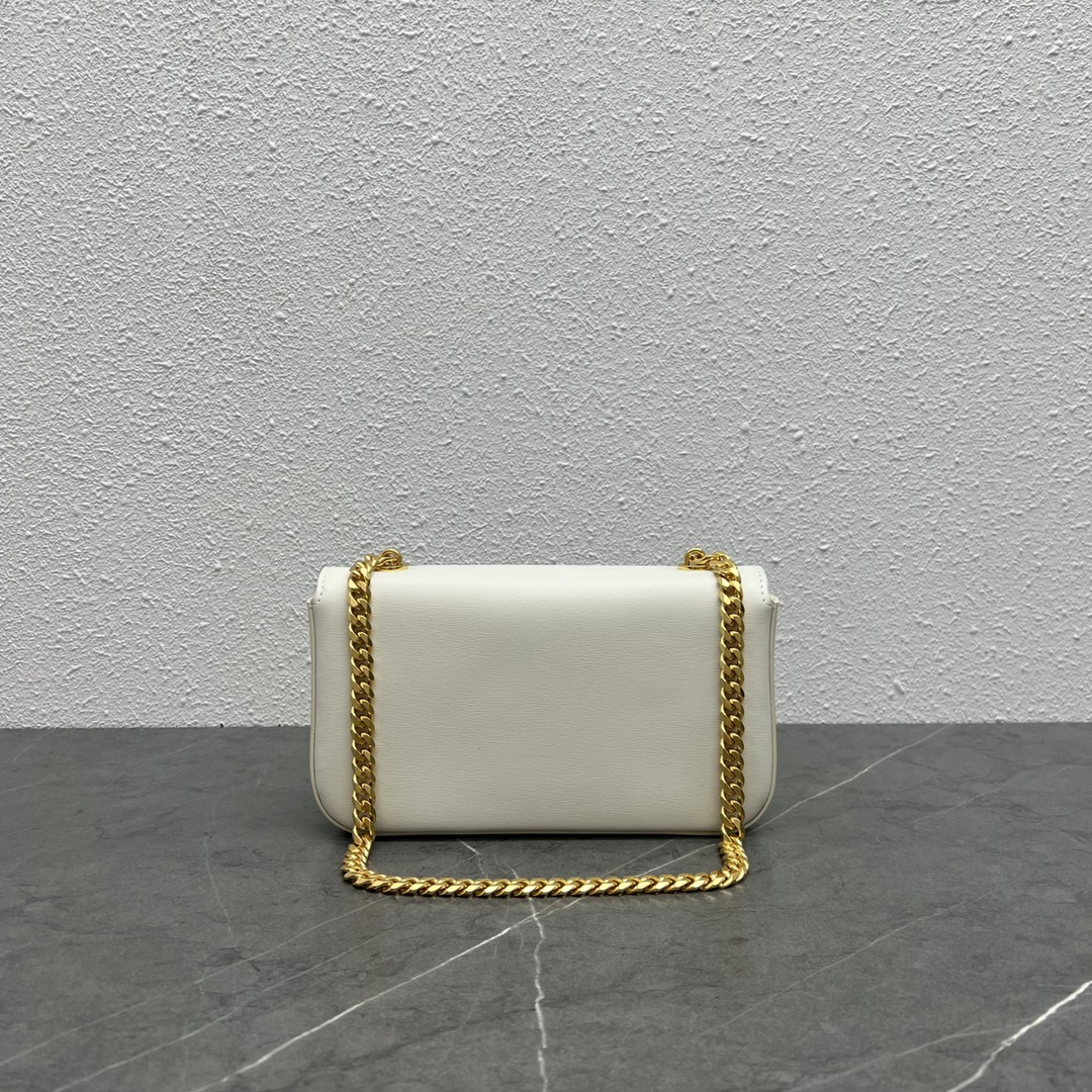 Celine Chain Shoulder Bag Claude In Shiny Calfskin White/Gold 197992